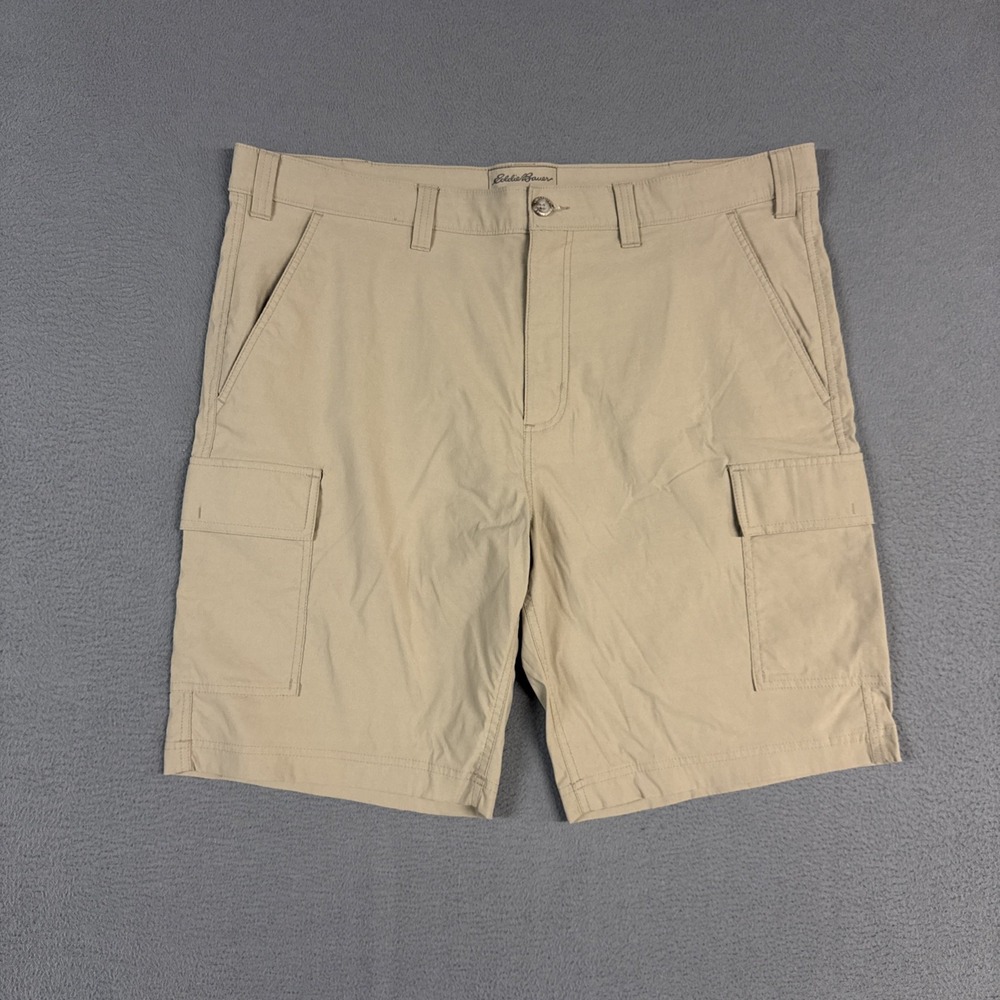 Eddie Bauer Travex Shorts Mens 40 Brown Cargo Stretch Nylon Lightweight Outdoors
